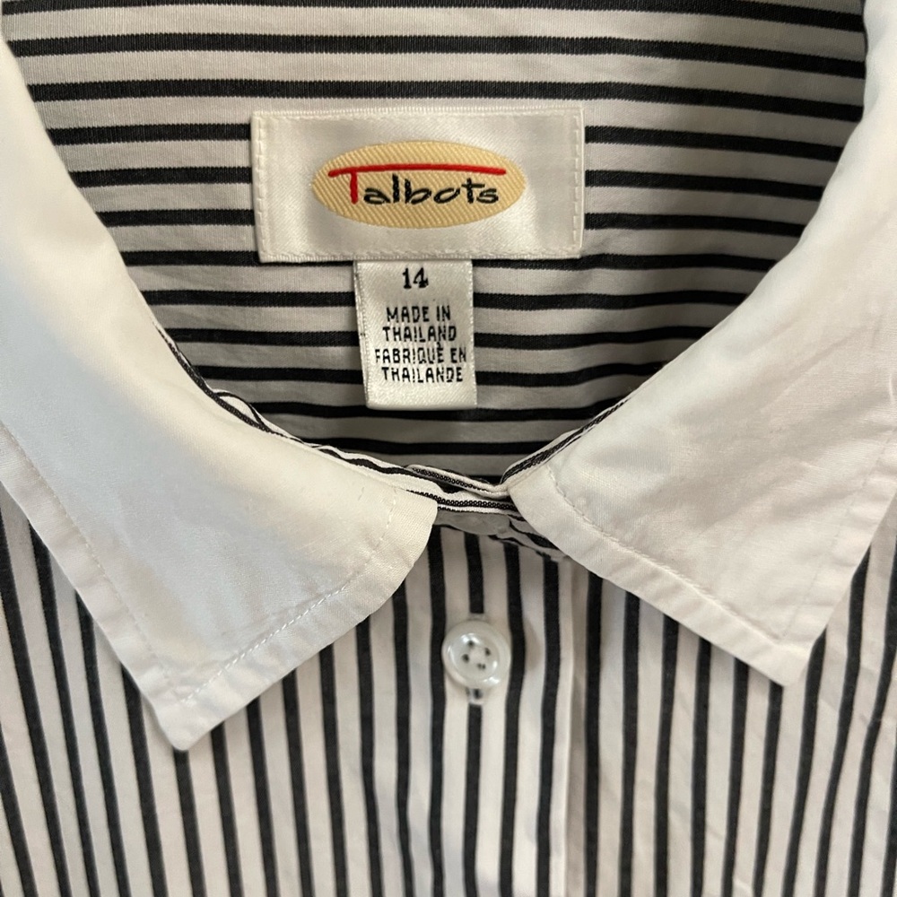 Talbots Striped Button Down Collar old money coastal grandma Shirt size 14 - Picture 2 of 5